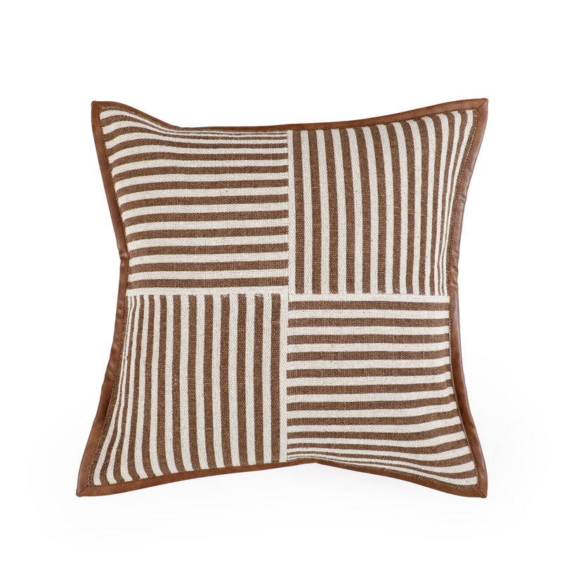 Striped Cotton and Jute / Sisal Throw Pillow
