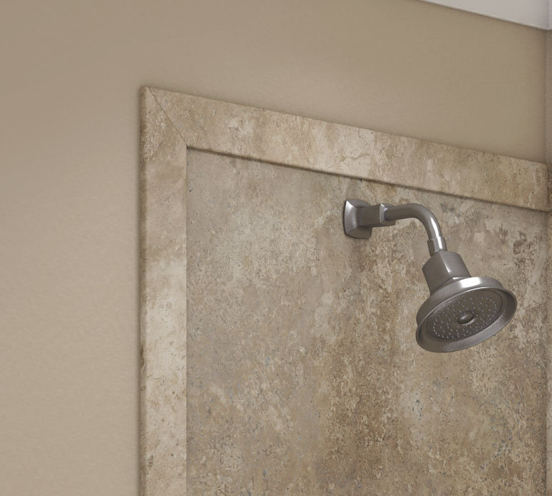 Garniture standard FlexStone 3 po x 95 po avec rebord de 3/8 po en travertin moka, Travertin moka