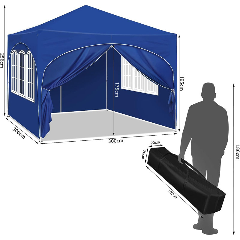 Choncey 3m x 3m Metal Pop-up Gazebo, Blue