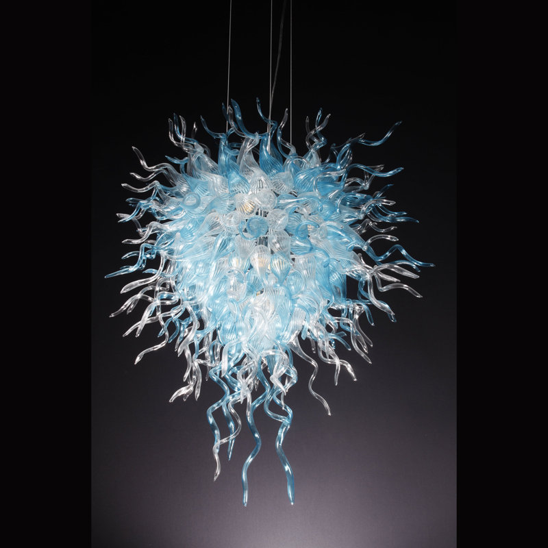 Lustre géométrique à un état/unique 4 lumières Lincoln, Bleu / blanc / transparent