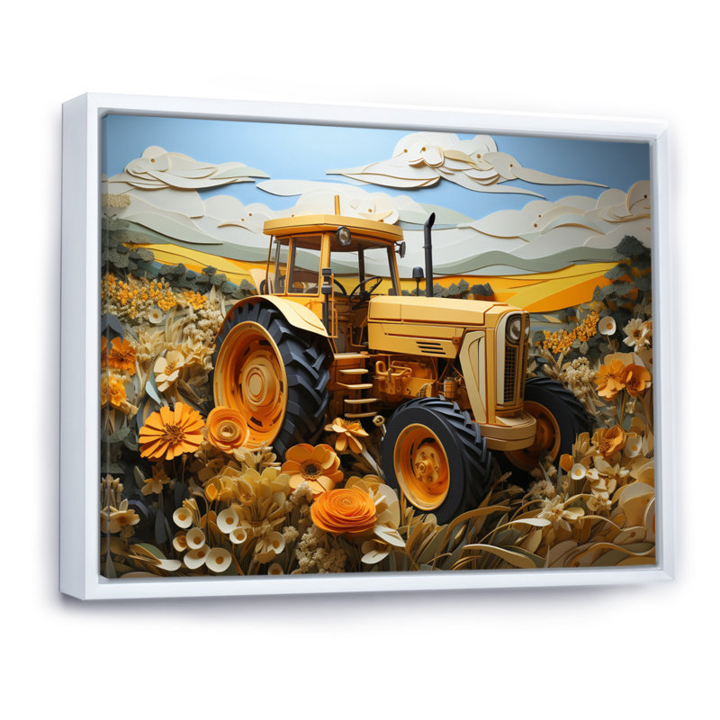 Bexleigh Farmhouse Tractor Countryside Haven II - Imprimé, 24" H x 32" W, Cadre flottant blanc