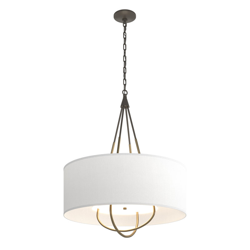 Loop 4 - Light Chandelier, Soft Gold, Natural Anna, Dark Smoke