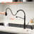 Touchless Automatic Smart Kitchen Faucet - Pull Down With Motion Sensor, Black Contemporary, Brass, Ceramic For Sink Sensor Activated, ,