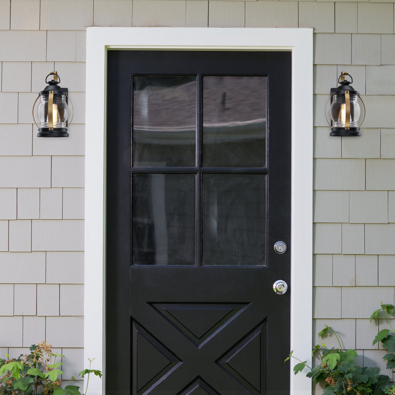 Canyon Traditional One-Light, Outdoor Exterior Wall Fixture, Matte Black With Heirloom Brass Finish, Clear Glass