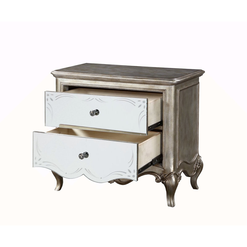 Table de chevet antique finition champagne
