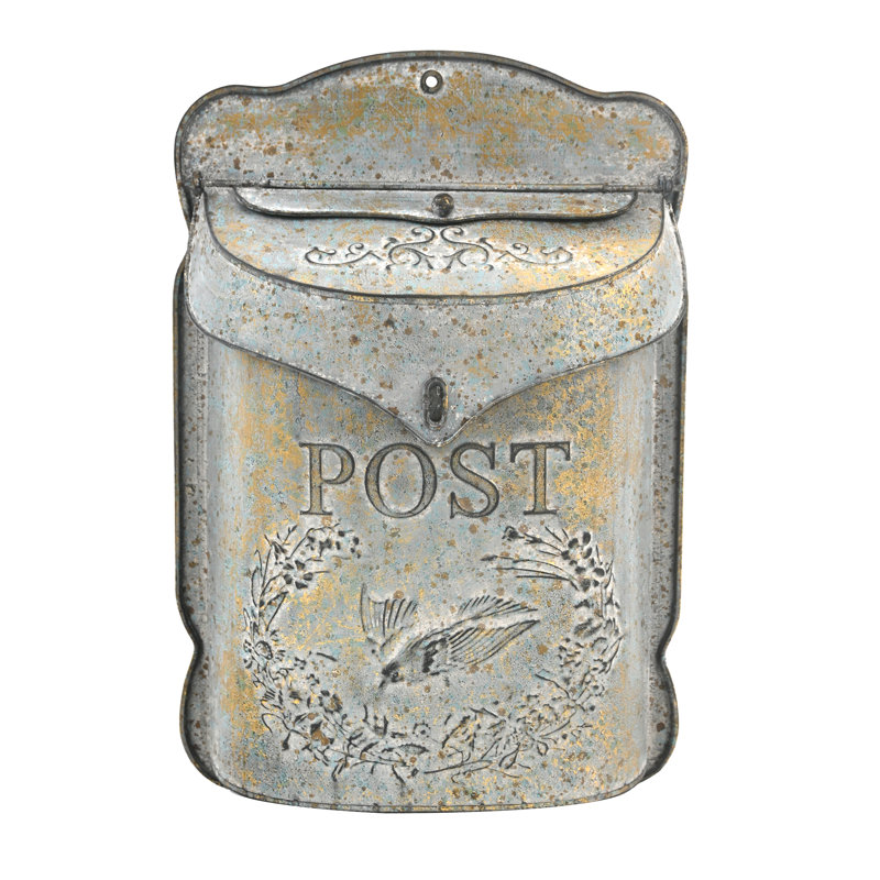 Savitr Metal Wall Mounted Letter Box, 39.4cm H x 27.2cm W x 9.4cm D, Beige