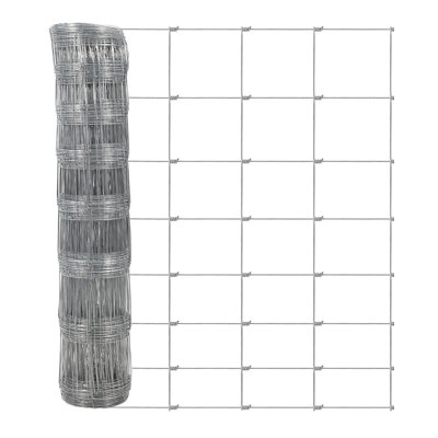 4' H x 328' L Livestock Fence, 15-Gauge Galvanized Woven Wire Fencing with Hinge Joint, Heavy-Duty Cattle Fence for Goats, Sheep, Hogs & Farm Field Use