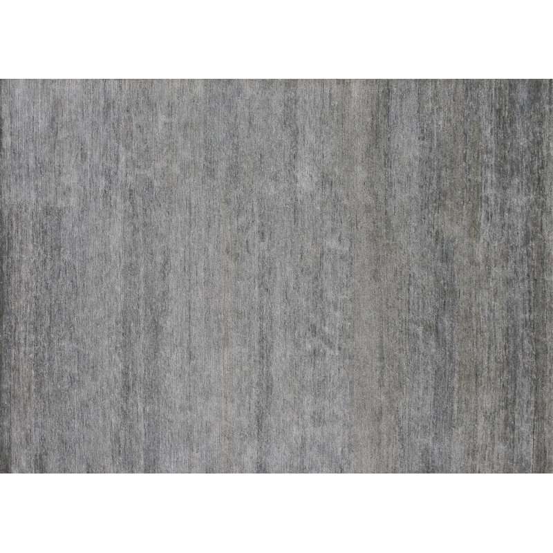Tapis noué la zone grise à la main Hively, Rectangle 5 pi 6 po x 8 pi 6 po
