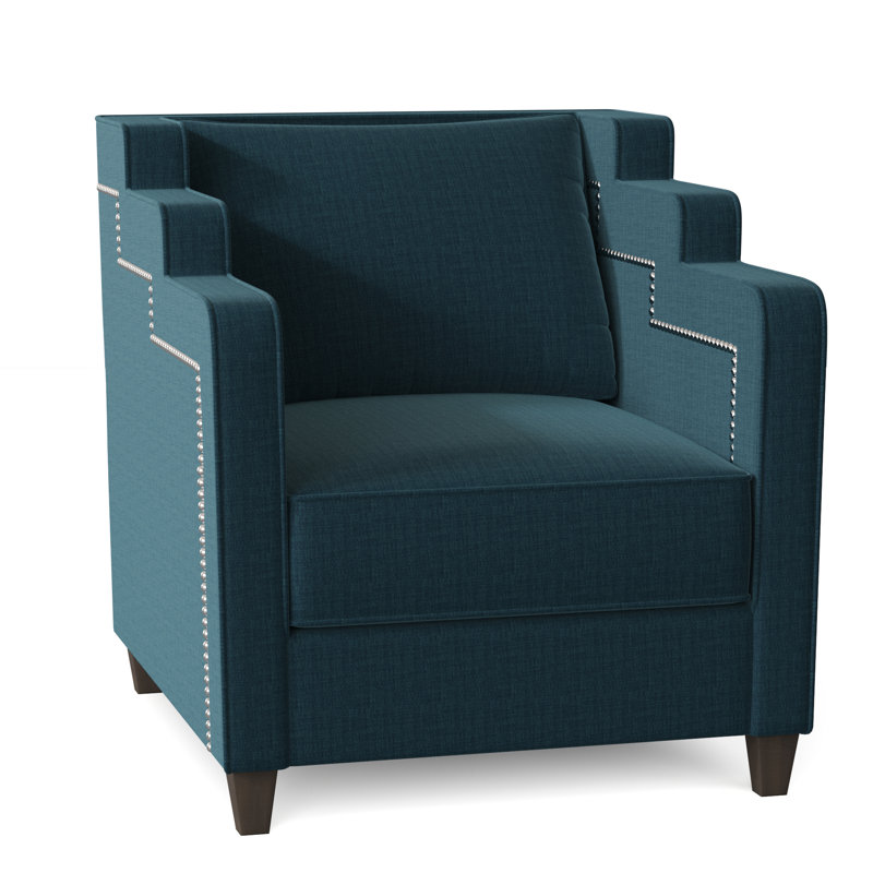 Abbey Armchair, Bella Black Performance Velvet, Brown Mahogany