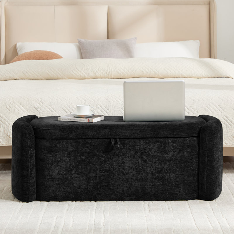 Banc de rangement avec repose-pieds et espace de rangement pour petits espaces, Noir, noir, noir, noir