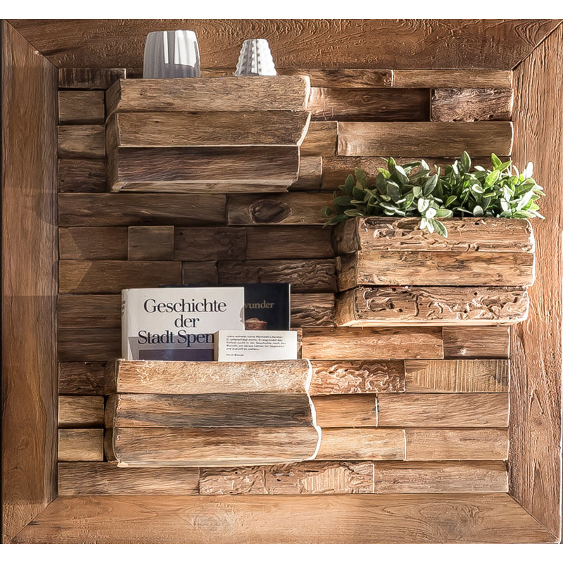 Marjo 3 Piece Square Teak Solid Wood Accent Shelf