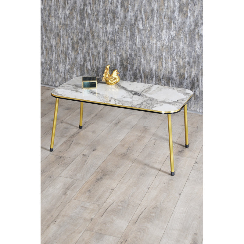 Suzette Four Leg Coffee Table, White Marble