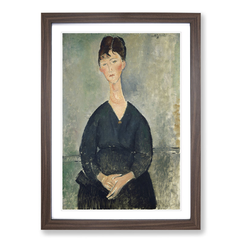 Cafe Singer by Amedeo Modigliani - Picture Frame Painting, 36cm H x 27cm W x 2cm D, Walnut Framed
