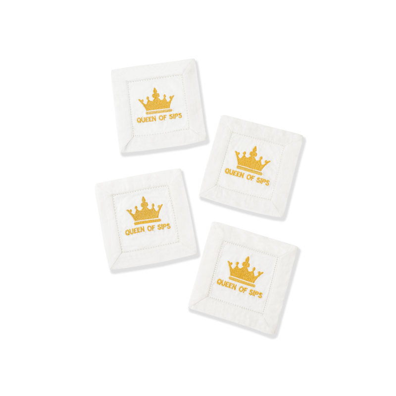 Ensemble de 4 serviettes de table en lin Queen of Sips