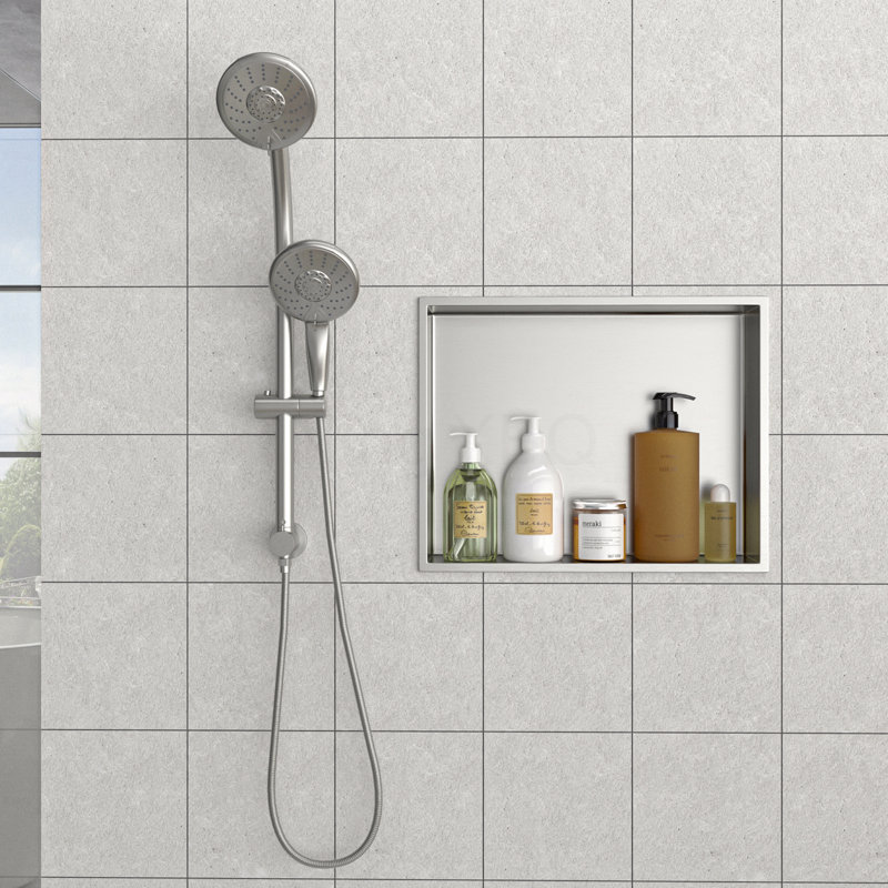 19" X 15" Stainless Steel Shower Niche, Brushed Nickel, 15" H x 19" W x 3.94" D, Brushed Nickel