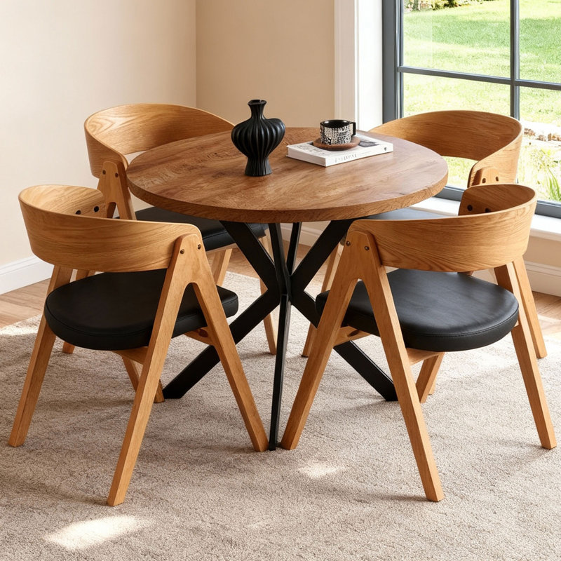 Contour 5 - Piece Dining Set, 5 Pieces: Table, 4 Chairs, Yellow/Black