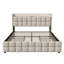 EU King Upholstered Storage Bed with LED Headboard, Upholstered Frame with 4 Storage Drawers & EU Sockets, Beige/Grey Linen, 160x200cm -1831991507
