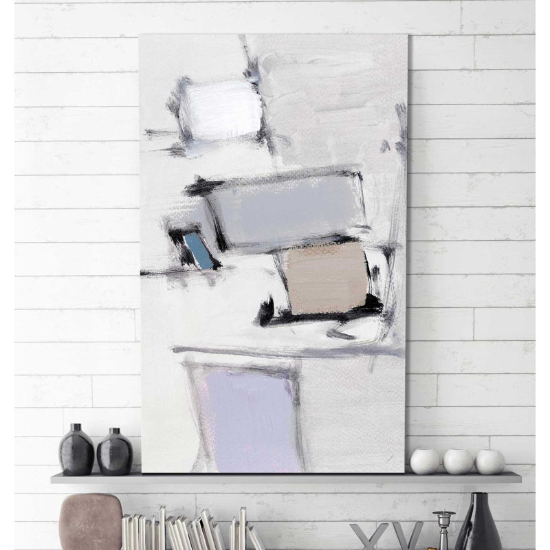 «Gray Mode I», reproduction de peinture à l'aquarelle, H 40 po x l 24 po x P 1,5 po, Toile tendue