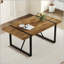 Table de salle à manger rectangulaire rustique industrielle avec pieds en métal noir