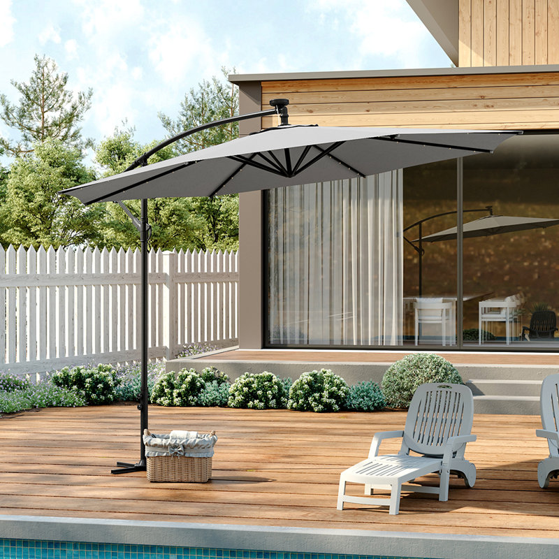 3M Cantilever Parasol with LED Light, Grey