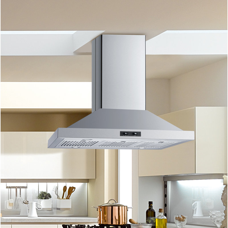  Hotte pour îlot de cuisine convertible H103C Series en acier inoxydable avec filtre inclus