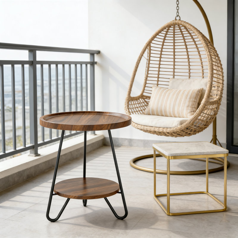 Table d'appoint Nordic Square avec plateau en panneau de fibres à densité moyenne blanc et structure en métal noir