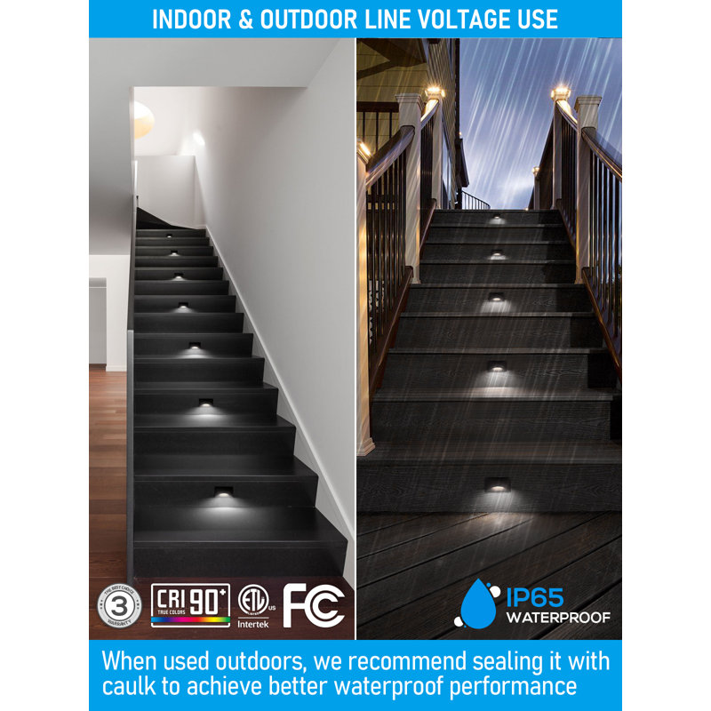 Essential LED Step Light, Dimmable Anti-Glare Stair and Deck Light, Black, Matte Black