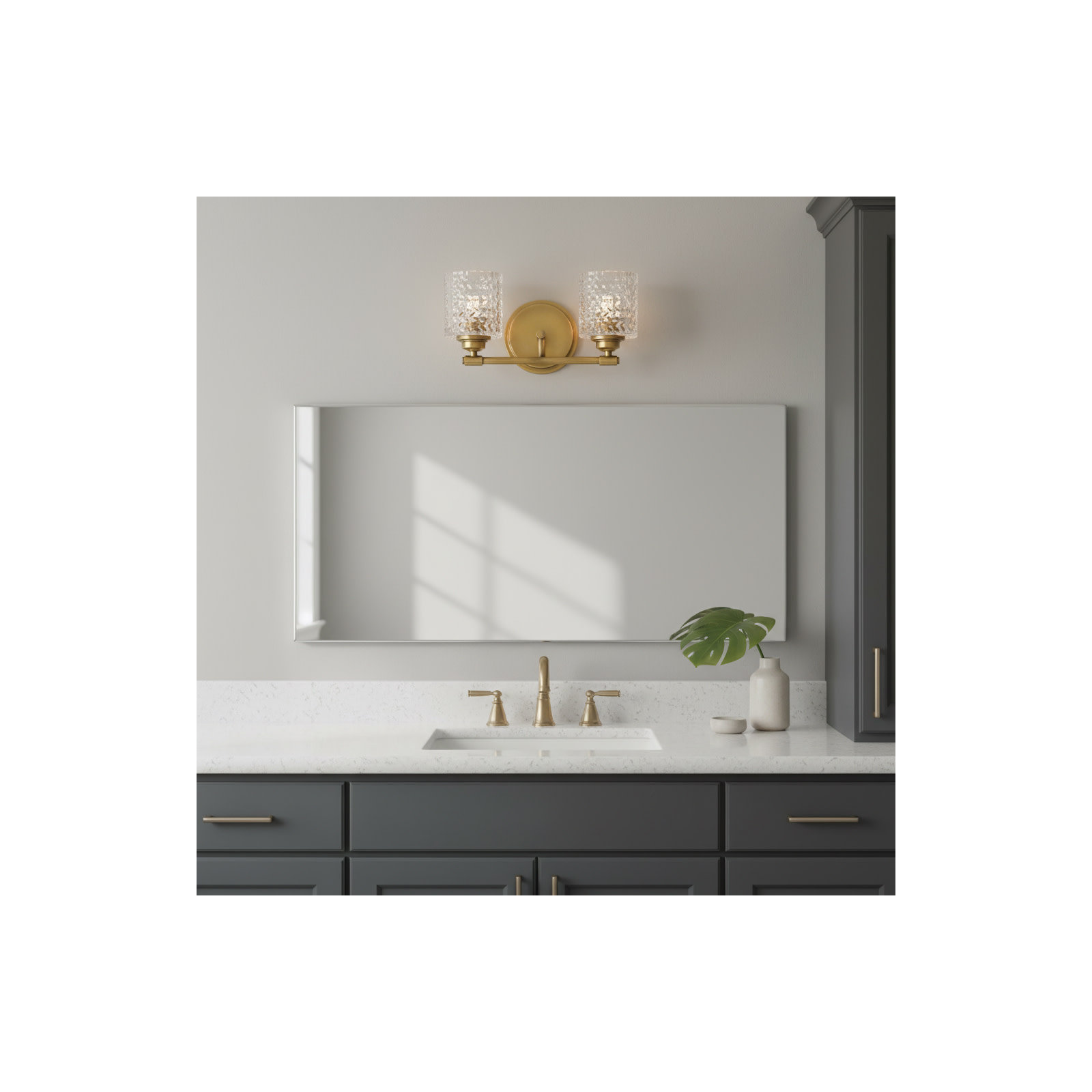 Shannon 2 Light Dimmable Vanity Light, Heritage Brass
