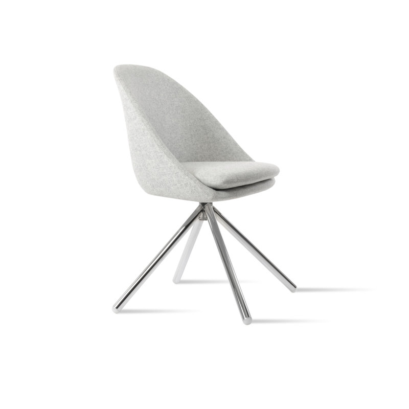 Chaise d'appoint Avanos, Laine argentée, Chrome