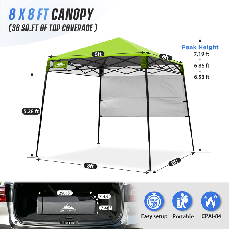 Pavillon escamotable de 8 pi L 8 pi. Auvent en acier D Adventure, Vert