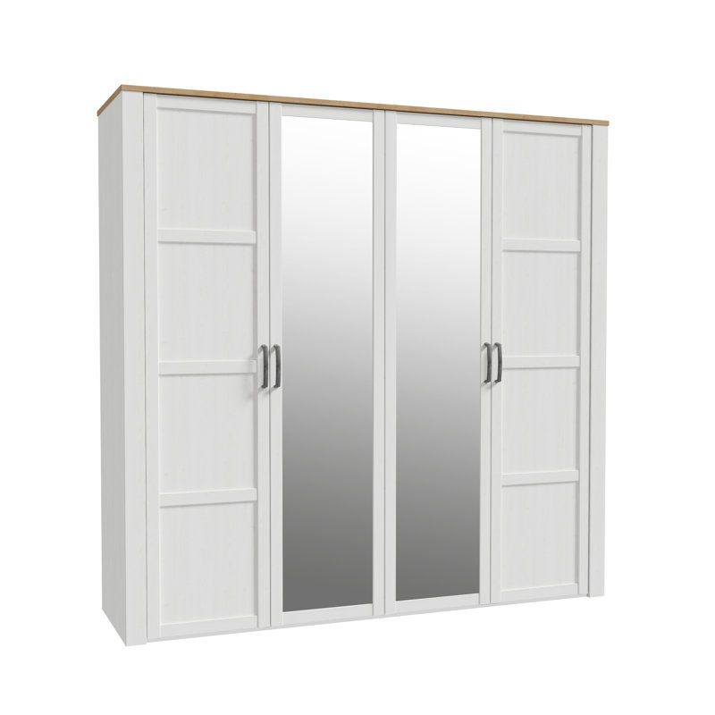 Ortiz 4 Door Manufactured Wood Wardrobe, Silver