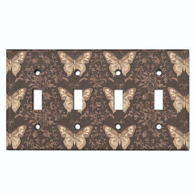 Couvercle de plaque d'interrupteur en métal; Bascule à 2 bandes US standard - motif papillon rétro