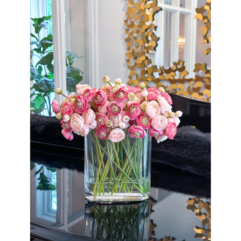 Pink Ranunculus Artificial Centerpiece - Modern French Decor