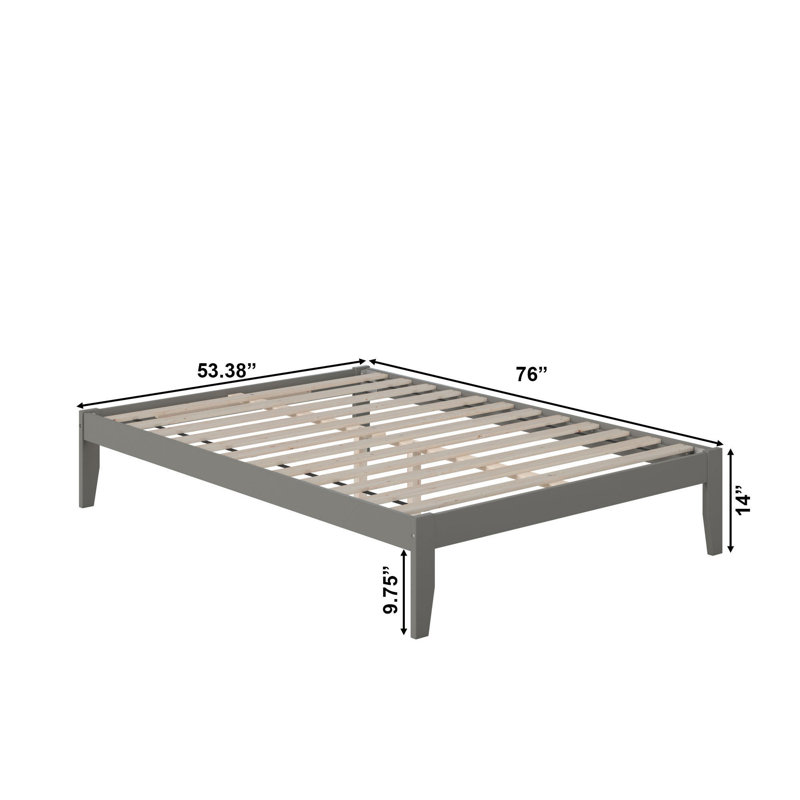 Javaunte Solid Wood Platform Standard Bed, Gray, Full