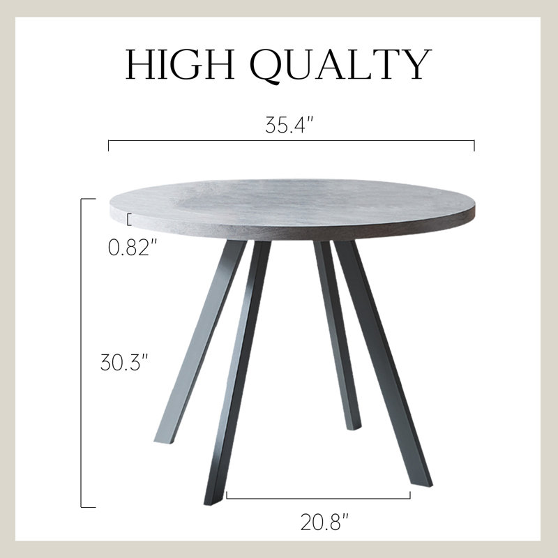 Table de salle à manger à piédestal, Gris, H 30,3 po x L 35,4 po x l 35,4 po