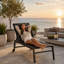 Chaise longue d'extérieur confortable avec roulettes, inclinable à 5 positions, conception toutes saisons pour une détente au bord de la piscine