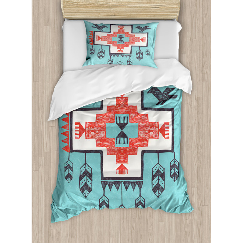 Native American Eclectic Polyester Geometric Shapes Duvet Cover, Twin Duvet Cover