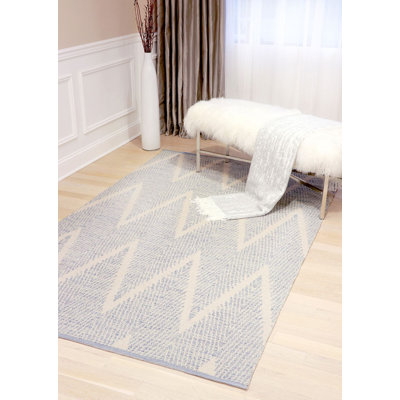 Simplicity Handwoven Cotton Aqua/Ivory Area Rug