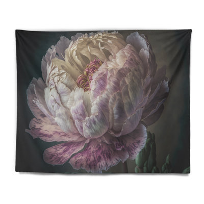 Tapisserie en polyester pivoine blanche et rose II