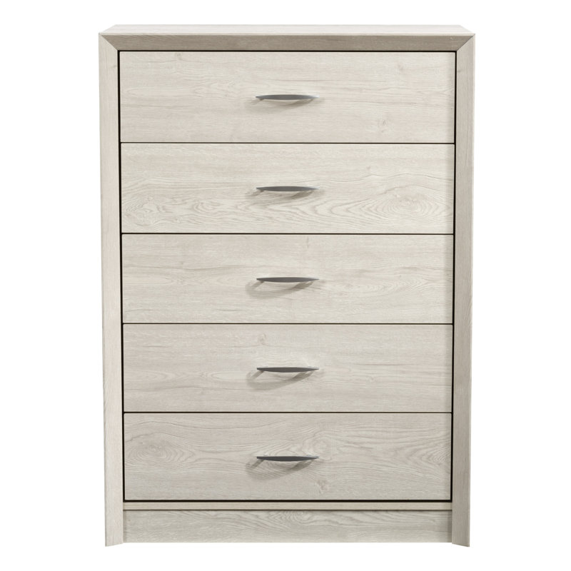 Lodsworth 5 Drawer 31.5" W Dresser, White Washed Oak