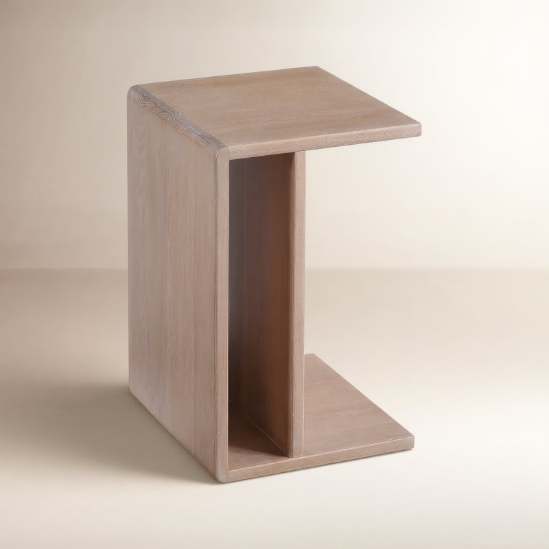 Hiroki Solid Wood End Table, White Wash