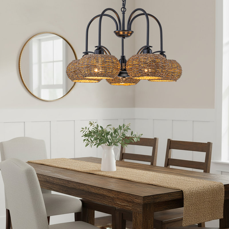 Lustre rustique Modern Farmhouse, 5, H 16 po x l 24 po x P 24 po