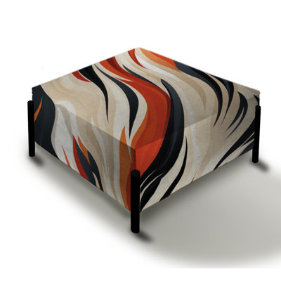 Orange And Beige Esoteric Flow - Abstract Large Square Ottoman