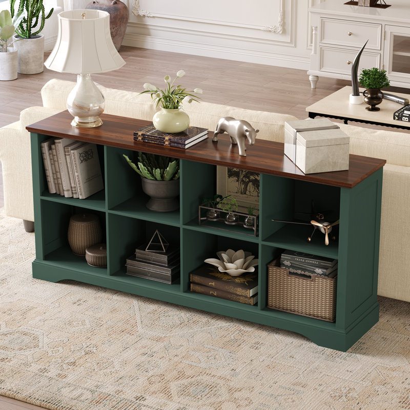8 - Cube 62"W Storage Bookcase Horizontal Bookshelf Organizer with Anti-tip Hardware, (8 Cube) 28.8"H x 62.1"W x 13.8"D