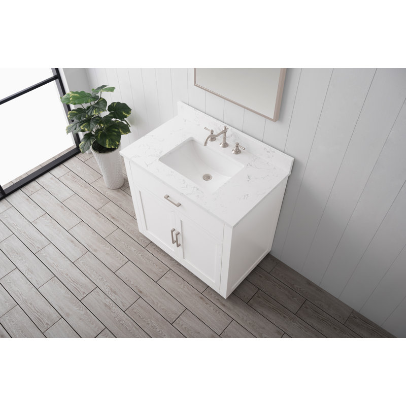 Ingalls 36'' Single Bathroom Vanity with Engineered Stone Top, White
