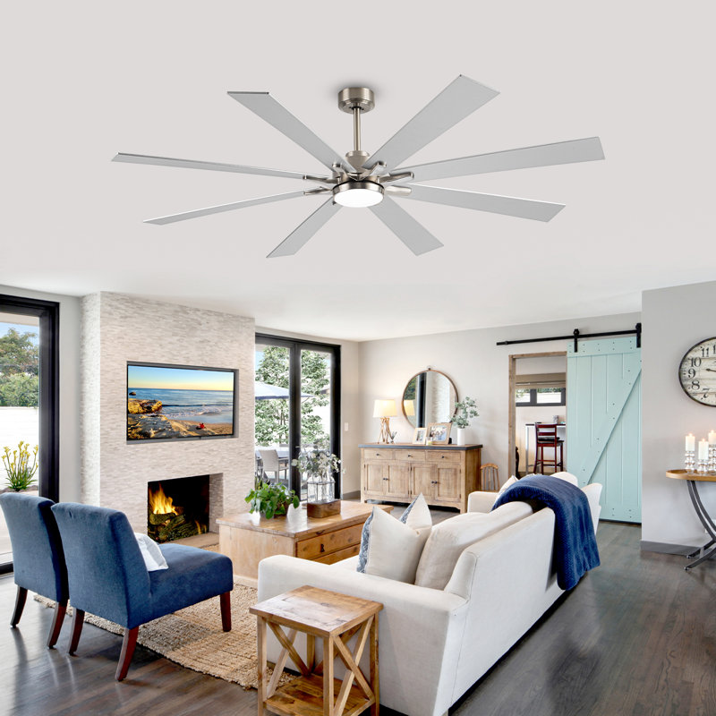 Ventilateur de plafond avec lumières DEL Delanei, Nickel, 62"