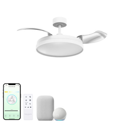 Loft 41in 3-Blade Smart Fandelier Semi-Flush Mount 2700K-6000K CCT Tunable Range LED Light Kit with Remote Control in White Works with iOS or Android App