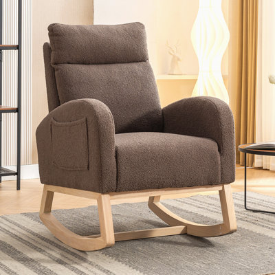 Chaise berçante en tissu Teddy avec poche droite pour l'intérieur
