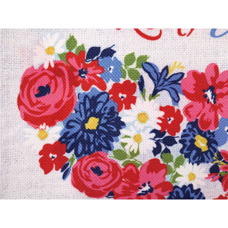 (Rudi) Rouge, blanc, fleur, toile de jute