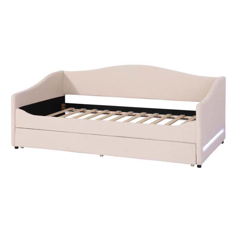 Upholstered Daybed with Smart LED Lighting and Trundle, a Functional and Stylish Addition for Modern Living Spaces, Twin